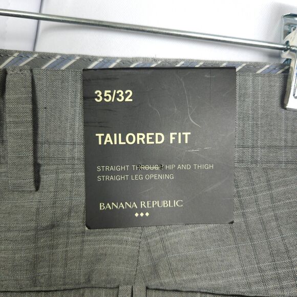 NWT Banana Republic Mens 35x32 Gray Tailored Fit Straight Leg Dress Pants - Picture 3 of 8